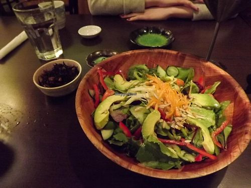 Organic Spring Mix Salad with miso dressing. at Shizenya - Broadway in Vancouver