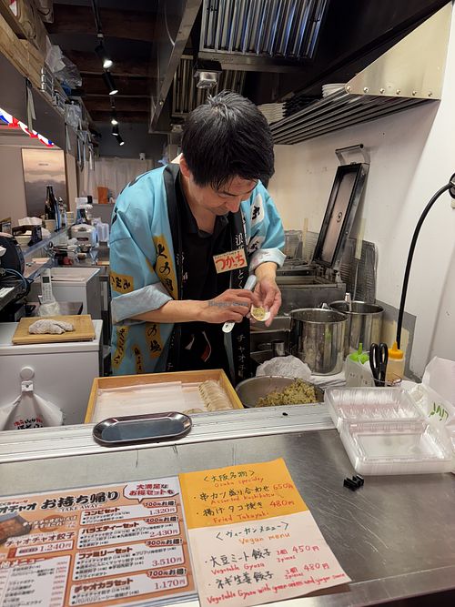 Freshly made.  at Chao Chao Gyoza Shinsekai - チャオチャオ餃子 新世界店 in Osaka