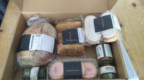 Selection of vegan items available at French Village in Belfast