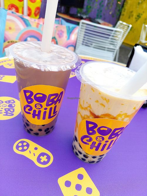 Milk teas with tapioca pearls at Boba & Chill in Funchal