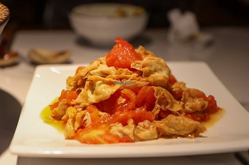 tofu skins with tomatoes at One Side Juice - 一面汁原·纯素 in Chongqing