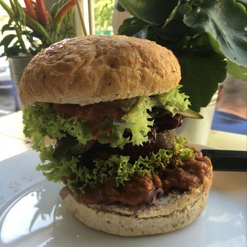 seitan burger  at Nova Krova in Krakow