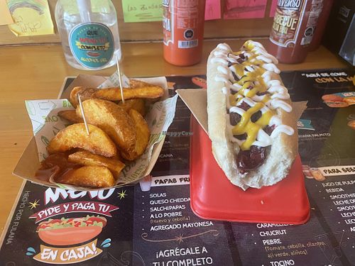 Vegan hot dog with fries   at Que Weno Tu Completo in Punta Arenas