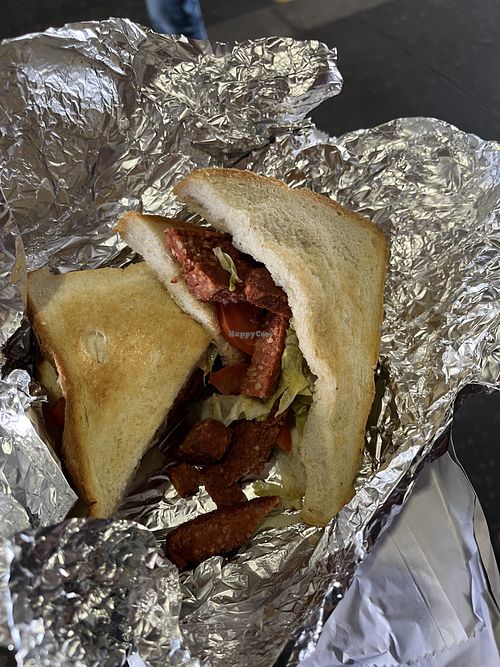 BLT with vegan sausage instead of bacon  at Serendipity West in Glasgow