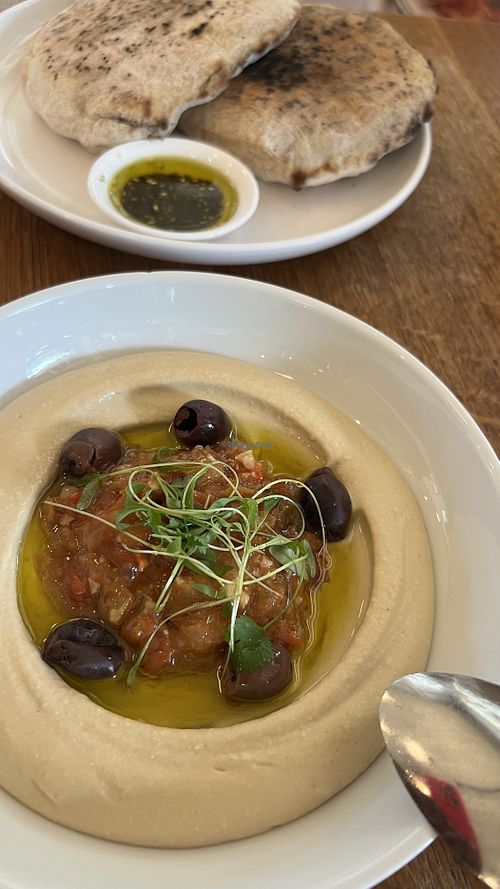 Tunisian Tomato Hummus and pita bread   at Saba  in New Orleans