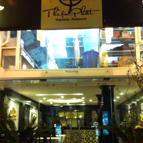 That' the kitchen peering down from the second floor. cool design! at Nha Hang Chay Thien Phat - Old Quarter in Hanoi