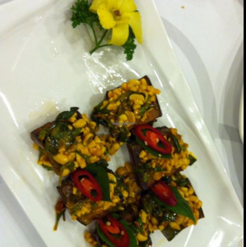 Must try : eggplant/aubergine and peanuts. at Nha Hang Chay Thien Phat - Old Quarter in Hanoi