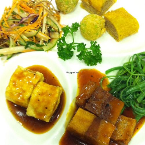 100% vegan set menu for one. yum! at Nha Hang Chay Thien Phat - Old Quarter in Hanoi