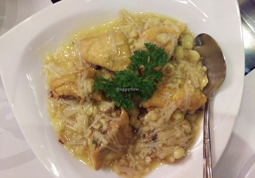 Tofu stuffed with mushroom and lotus seeds at Nha Hang Chay Thien Phat in Hanoi