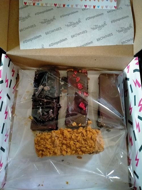 The vegan brownie options. (Did have two Biscoff, but already snaffled that on way home) at The Sandwich Co  in Bridgend