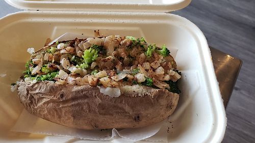 Freshly grilled onions/no oil. at Fresh Potato Factory in Northridge