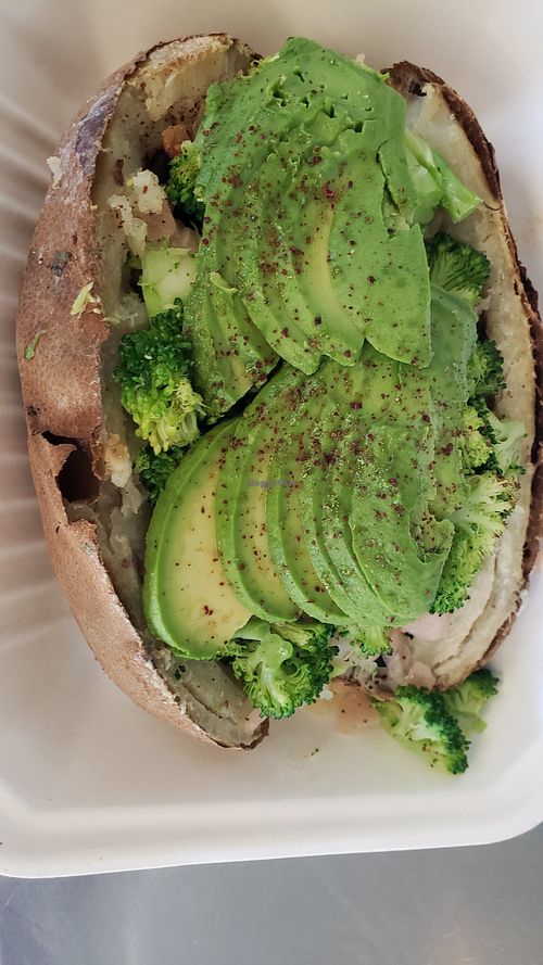 No hummus today so extra avo at Fresh Potato Factory in Northridge