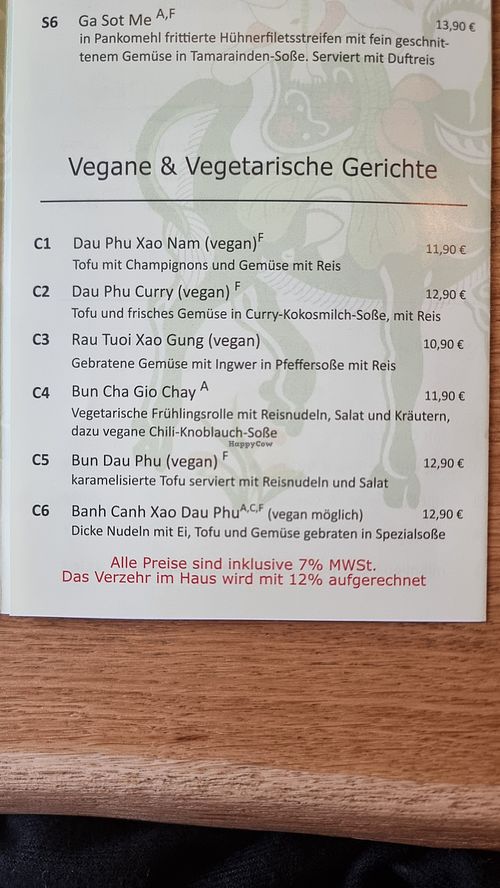 Menu at Tradition 2.0 in Herzogenrath