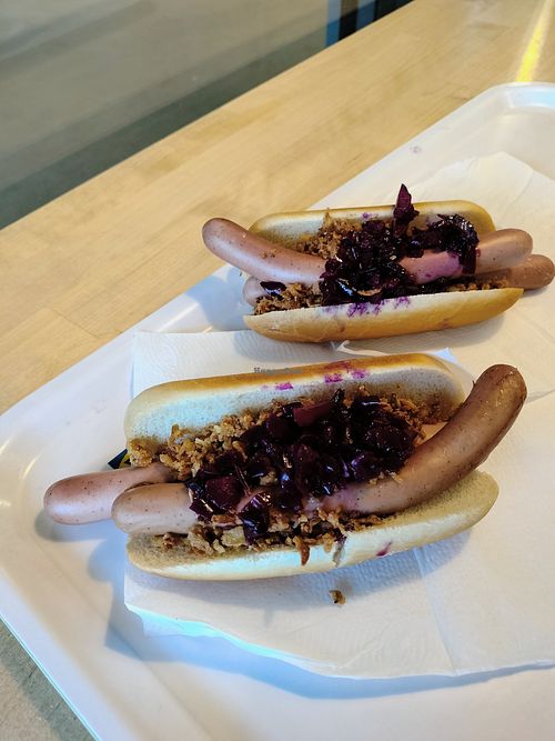 The double veggie dogs - not bad! at IKEA in Dublin