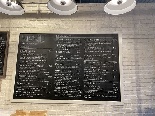 Menu showing 4 clearly labeled vegan options 🌱  at Joppa Fine Foods in Newburyport