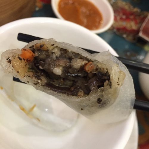 Black truffle mushrooms dumplings at Benzhen Vegetarian in Hong Kong Island
