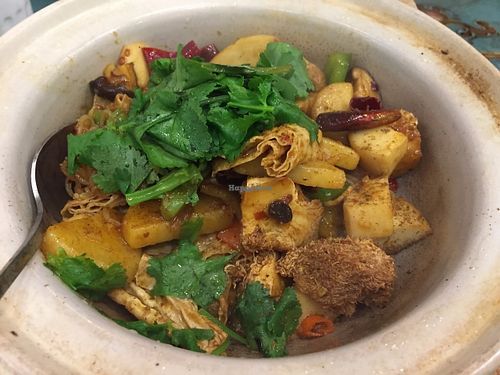 Si-chuen-style Spicy lions Mane Mushroom and bean curd at Benzhen Vegetarian in Hong Kong Island
