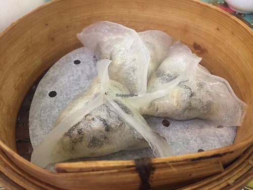 Steamed mushroom dumplings at Benzhen Vegetarian in Hong Kong Island