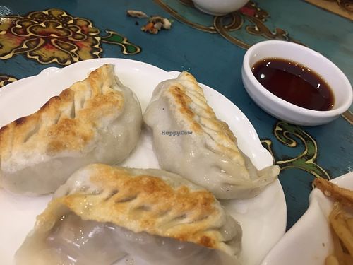 Pan-fried dumplings at Benzhen Vegetarian in Hong Kong Island