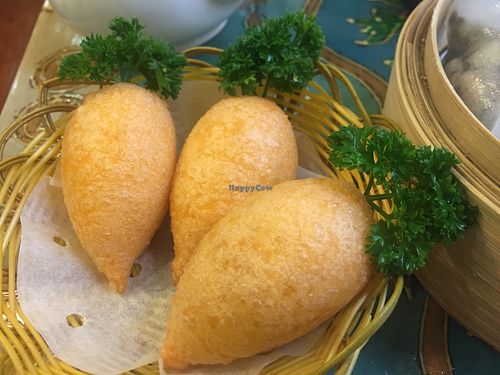 Deep fried dumplings at Benzhen Vegetarian in Hong Kong Island