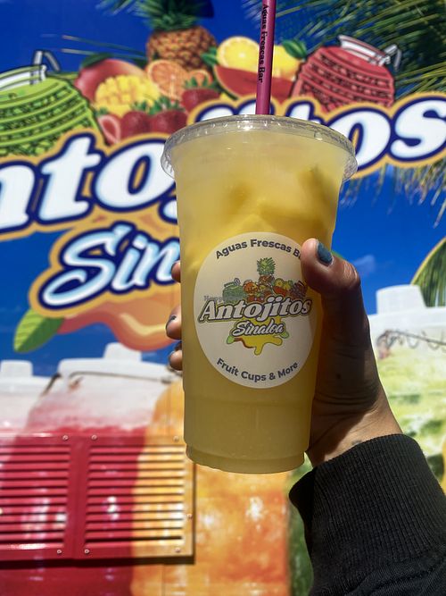 Pineapple Agua Fresca - today I learned you can mix & create your own! Someone behind me ordered the Pineapple Mango - whaaat?! Next time - I love the fruit chucks inside! 😋🍍 at Antojitos Sinaloa in Modesto