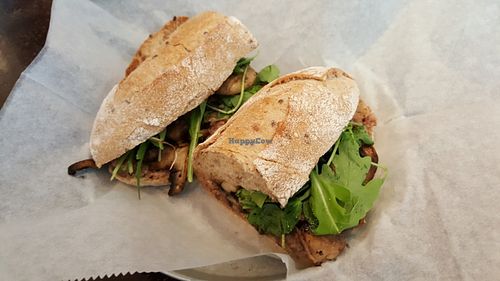 Mushroom sandwich at Hashachen Bistro in Tel Aviv
