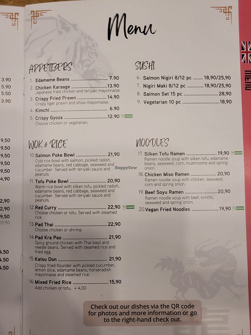 Menu at HEL - Two Tigers in Vantaa
