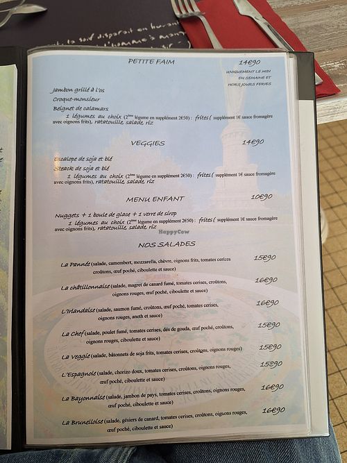 Menu zegt veggie, maar het is vegan. Ze kennen het verschil. at La Porte Oubliée in Chatillon-sur-marne
