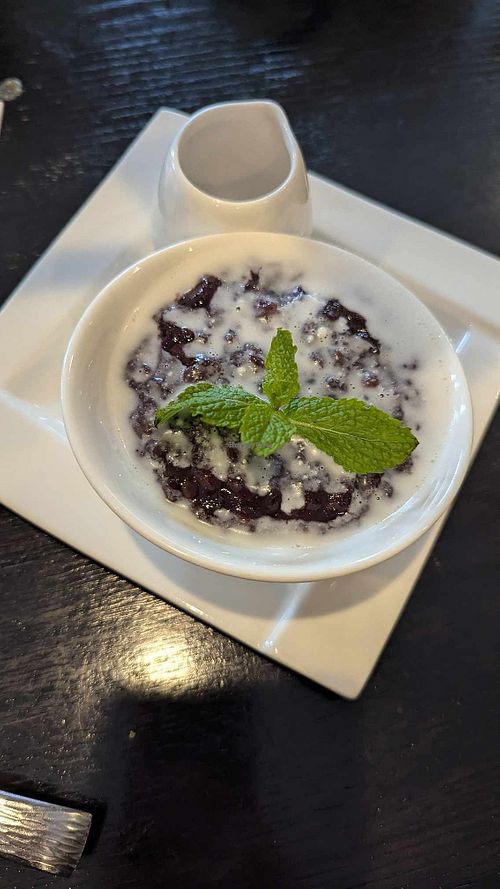 Vegan Black Sticky Rice Puddin ( Thar Kway Yine )   at Burma O'Clock in Wheaton
