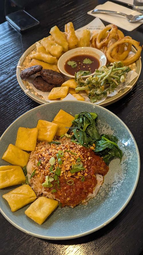 Vegan Fritters and vegan shan  at Burma O'Clock in Wheaton