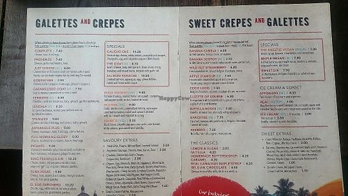 Menu at Sarava Creperie  in South West London