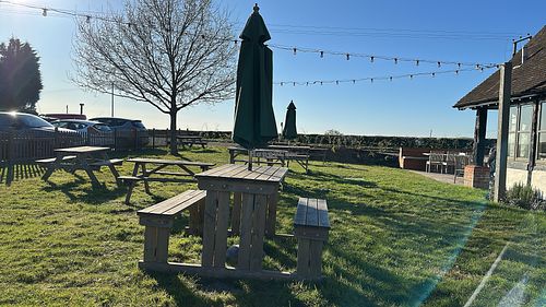 Lovely beer garden, patio round the back and plenty of tables insidee  at The Owl in Horsham