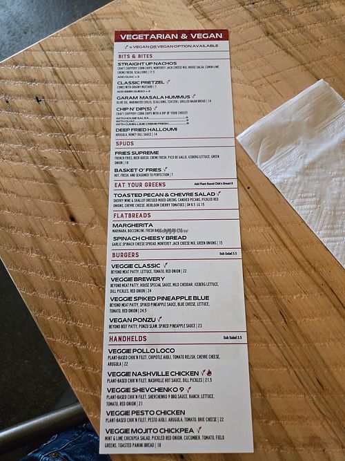 Vegan/veggie menu! at Four Fathers Brewing Co in Cambridge