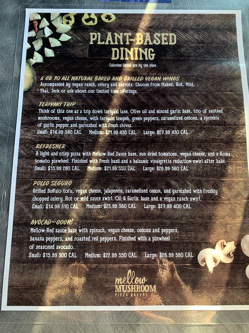 The vegan menu at Mellow Mushroom in Mckinney