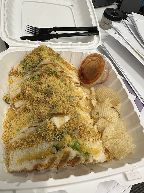 Plant based meat sandwich  at Madras dosa Co  in New York City