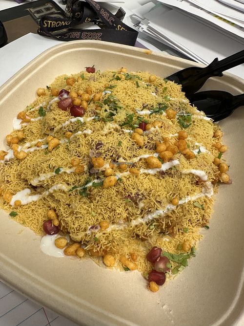 Samosa chaat  at Madras dosa Co  in New York City