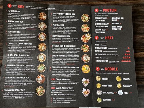 Menu  at Noodlebox in Guelph