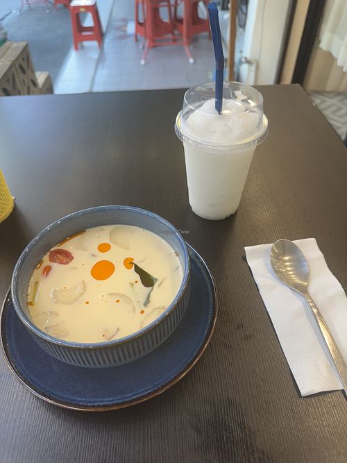 Veg coconut soup and coconut smoothie without milk  at Jj's Kitchen  in Bangkok