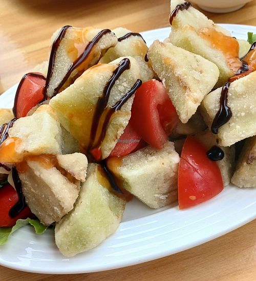 Fried aubergine salad at Cafe Kheivak in Khiva