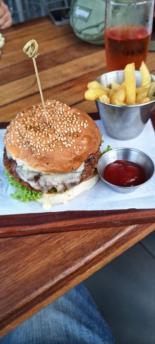 Veggie burger with chips at Lift Cafe @ Graskop Gorge Lift Co in Graskop