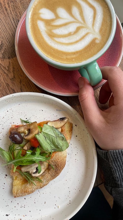 Vegan pizza & coffee   at Biga Pizzeria in Voronezh