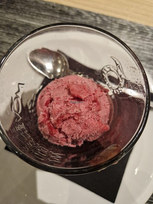 Raspberry sorbet at Ristorante Mare e Monti in Maggia