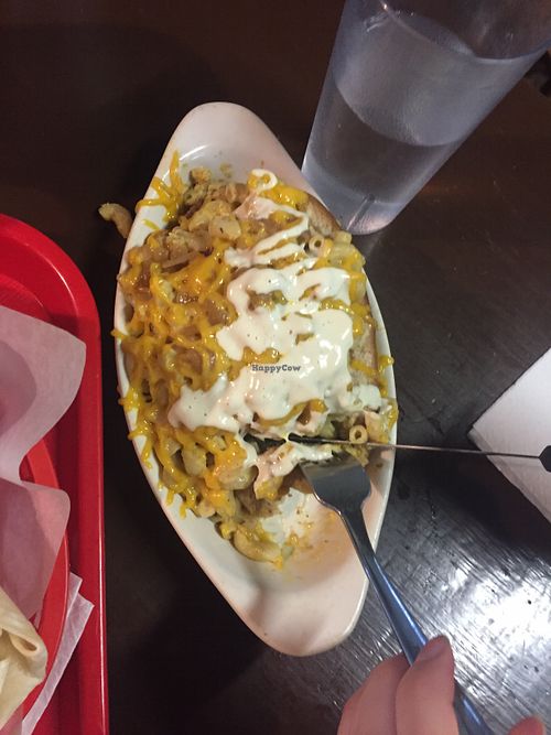 Mac and cheese dog at Veggie Bob's Kitchen in Fort Langley