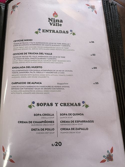 Cream soups w/o dairyy  at Nina Del Valle in Ollantaytambo