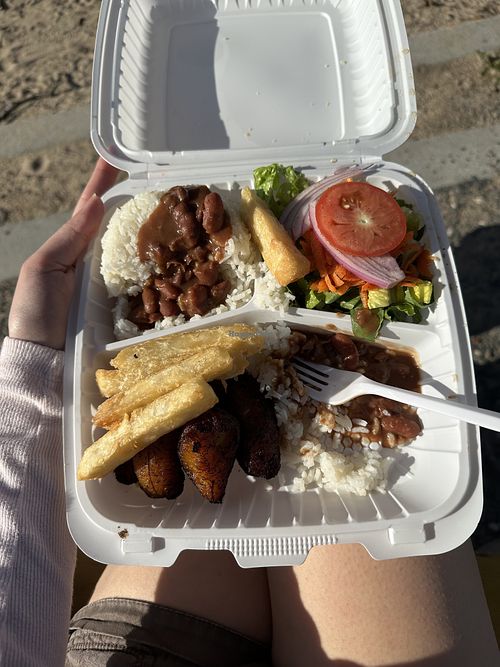 vegan plate 🌱 came with more beans than pictured (was in a separate container)  at La Parrilla Latin Food  in Chicago
