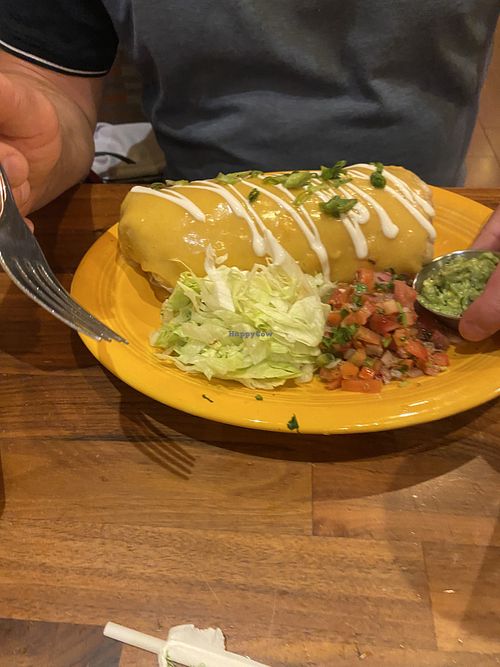 QUESO CHIK’N SMOTHERED BURRITO 🌯   at Veggie Grill by Next Level in Carlsbad