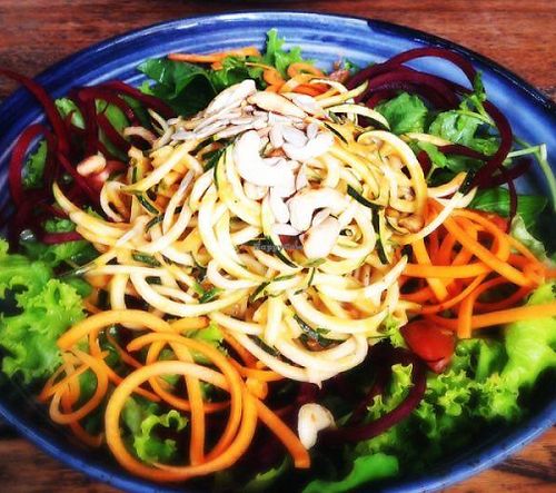 Mysore Dosa and raw zucchini pasta at Samadi Kitchen Lab in Canggu