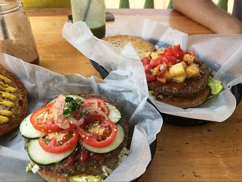 burgers! at Roots Wraps and Smoothies in San Ignacio