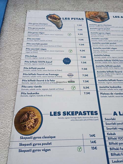 Menu clearly marked at Kanisos in Uccle
