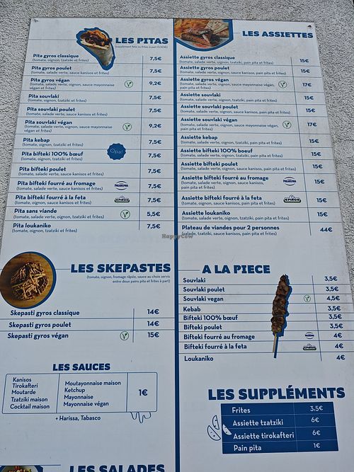 Menu outside at Kanisos in Uccle
